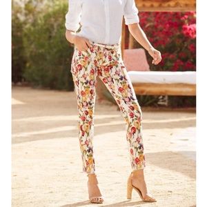 Rose print ankle jeans